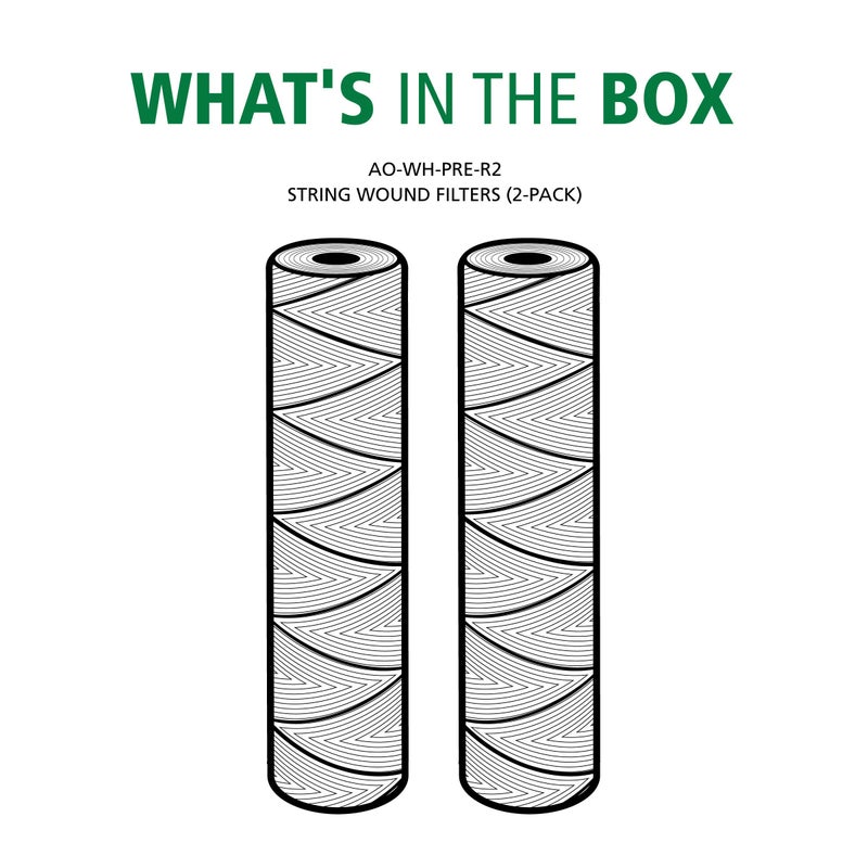 AO Smith 2.5"x10" 35 Micron Sediment Water Filter Replacement Cartridge - 2 Pack - For Whole House Filtration Systems - AO-WH-PRE-R2 - Image 2